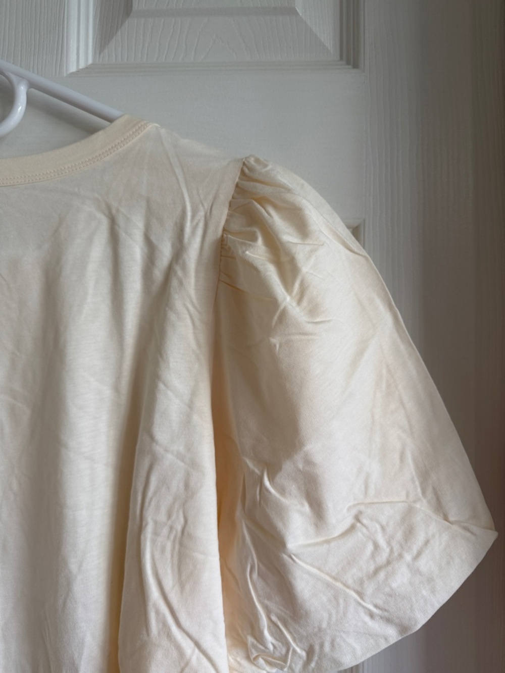 NWT LOFT Ivory Puff-Sleeve Short Sleeve Tee - Picture 8 of 8